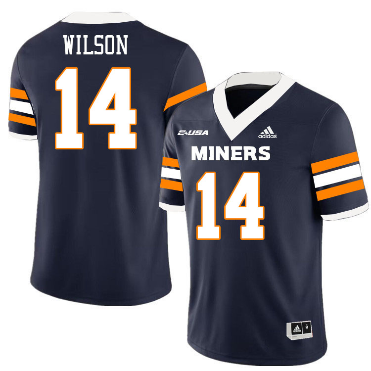 #14 Hahsaun Wilson UTEP Jersey,UTEP Miners College Football Jersey,Uniforms-Navy